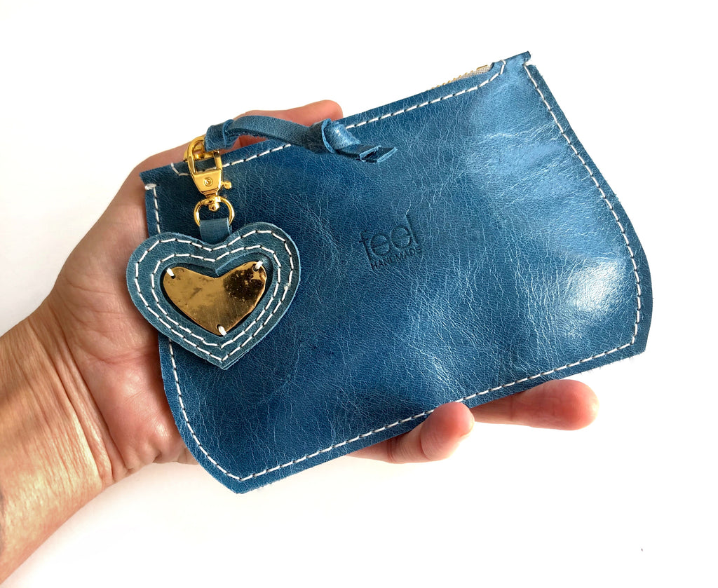 Leather Heart Coin Purse Keyholder Heart Shaped Wallet Mini 